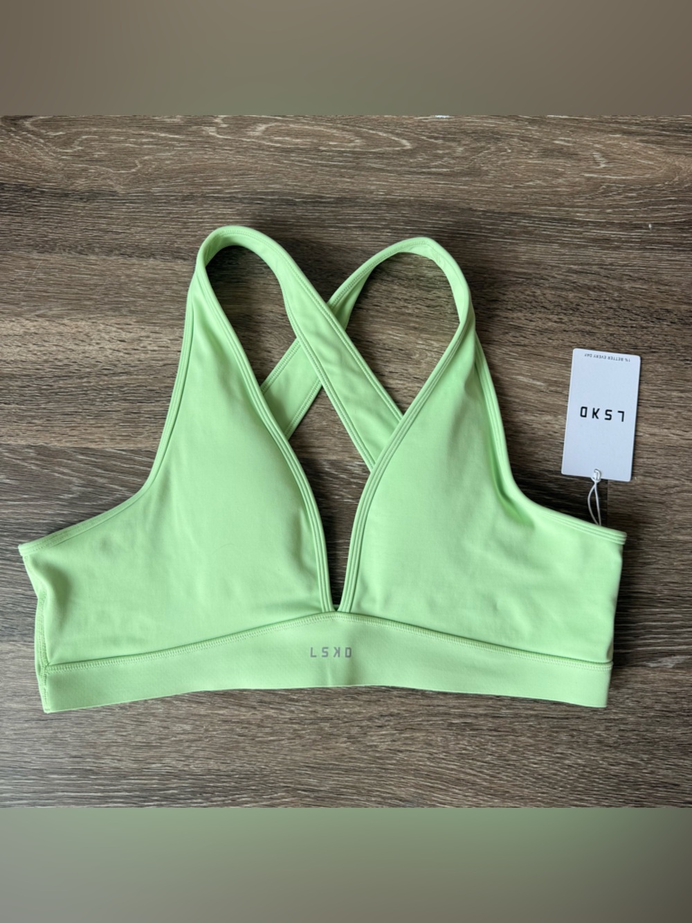 LSKD Women's Light Green Cross-Back Bralette